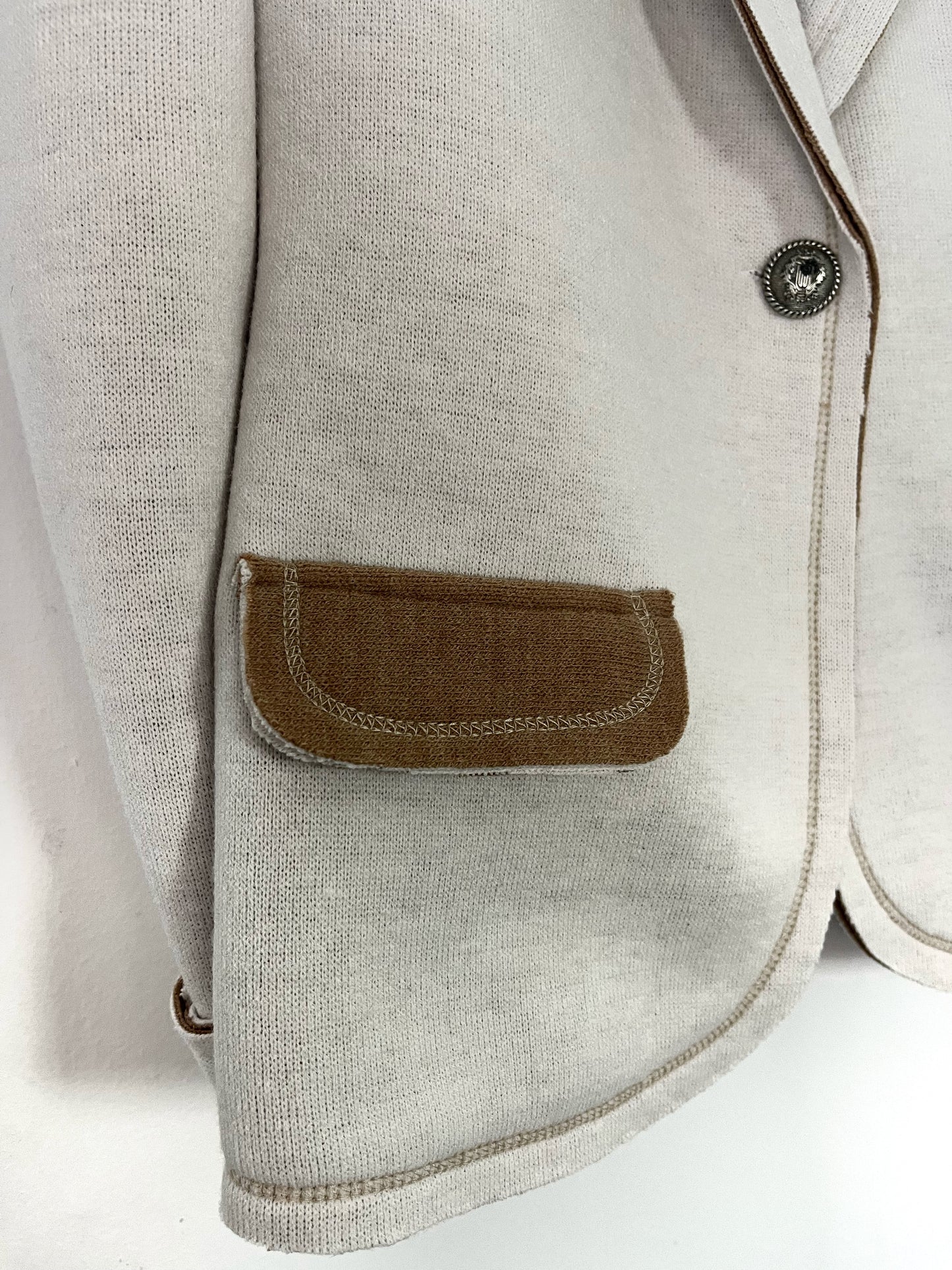 Blazer classico bicolore beige/tabacco, calda viscosa