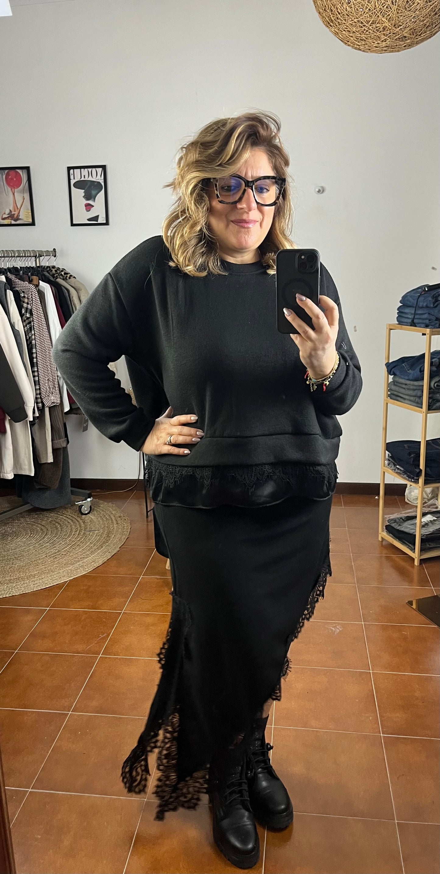 Felpa Over con Pizzo ⚫️