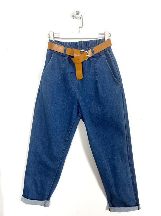 Jeans blu Ovetto, modello ballon, vita alta con elastico