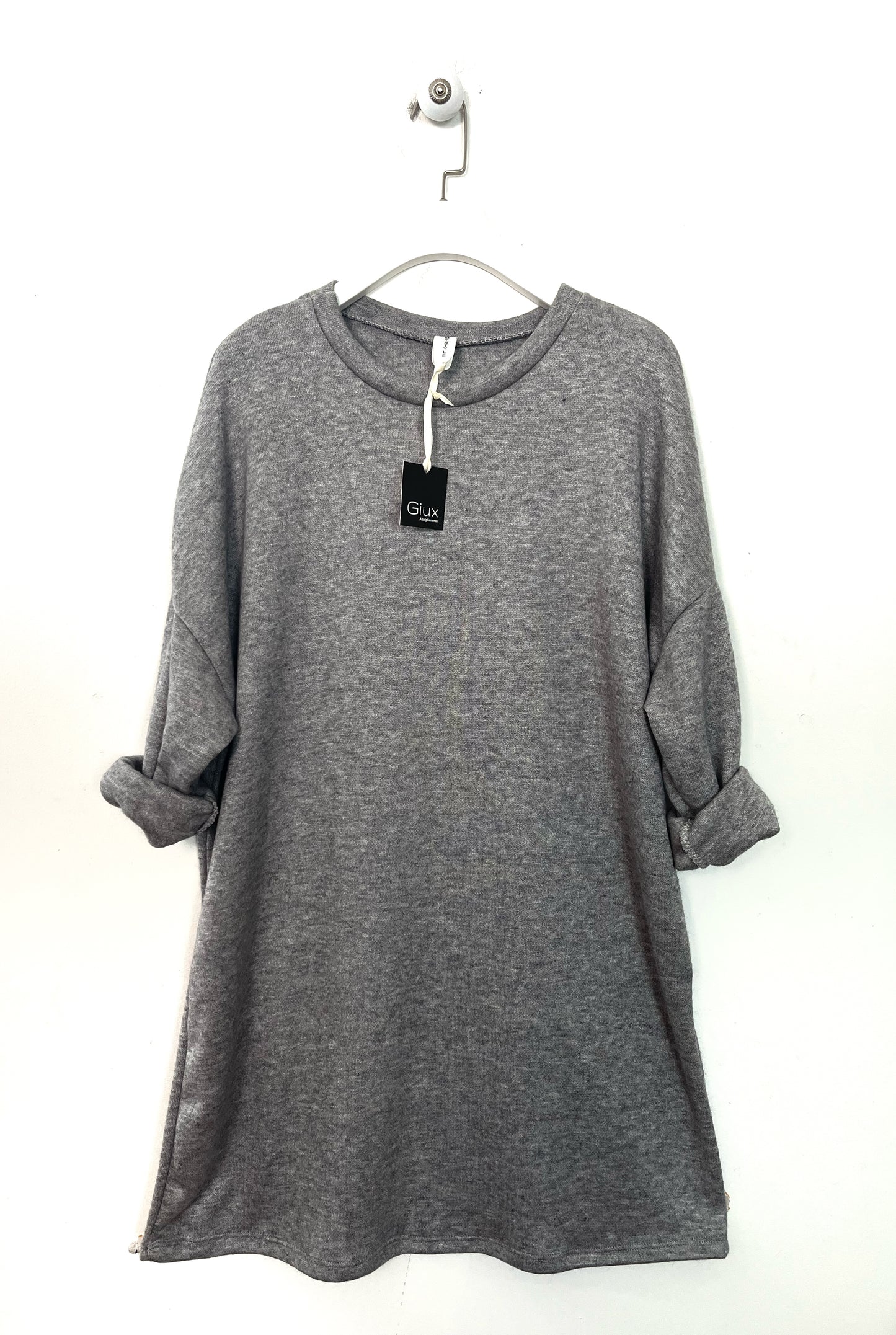 Abito in maglia tinta unita, girocollo, modello oversize