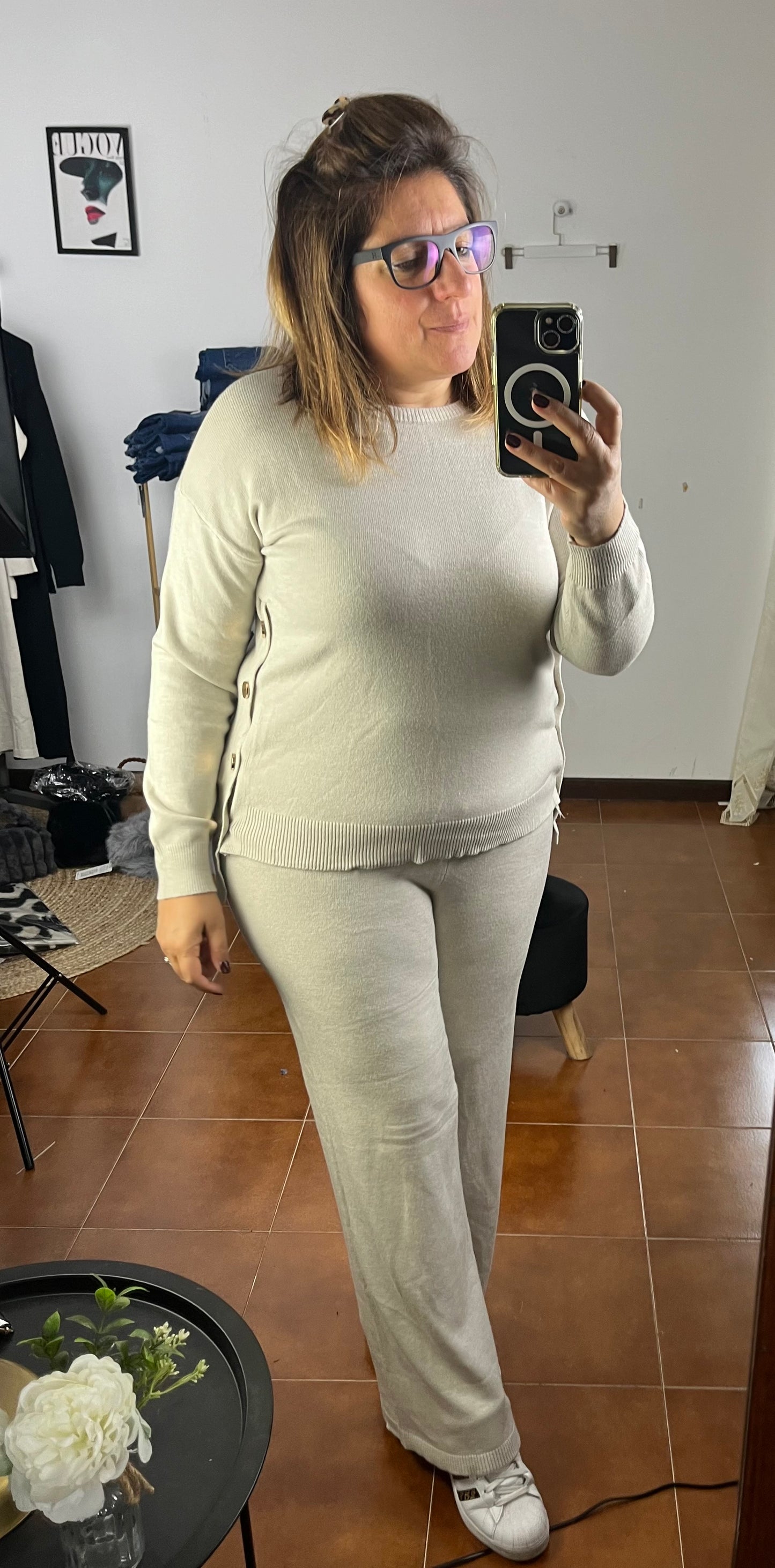 Completo Girocollo + Pantalone Bottoni ⬛️