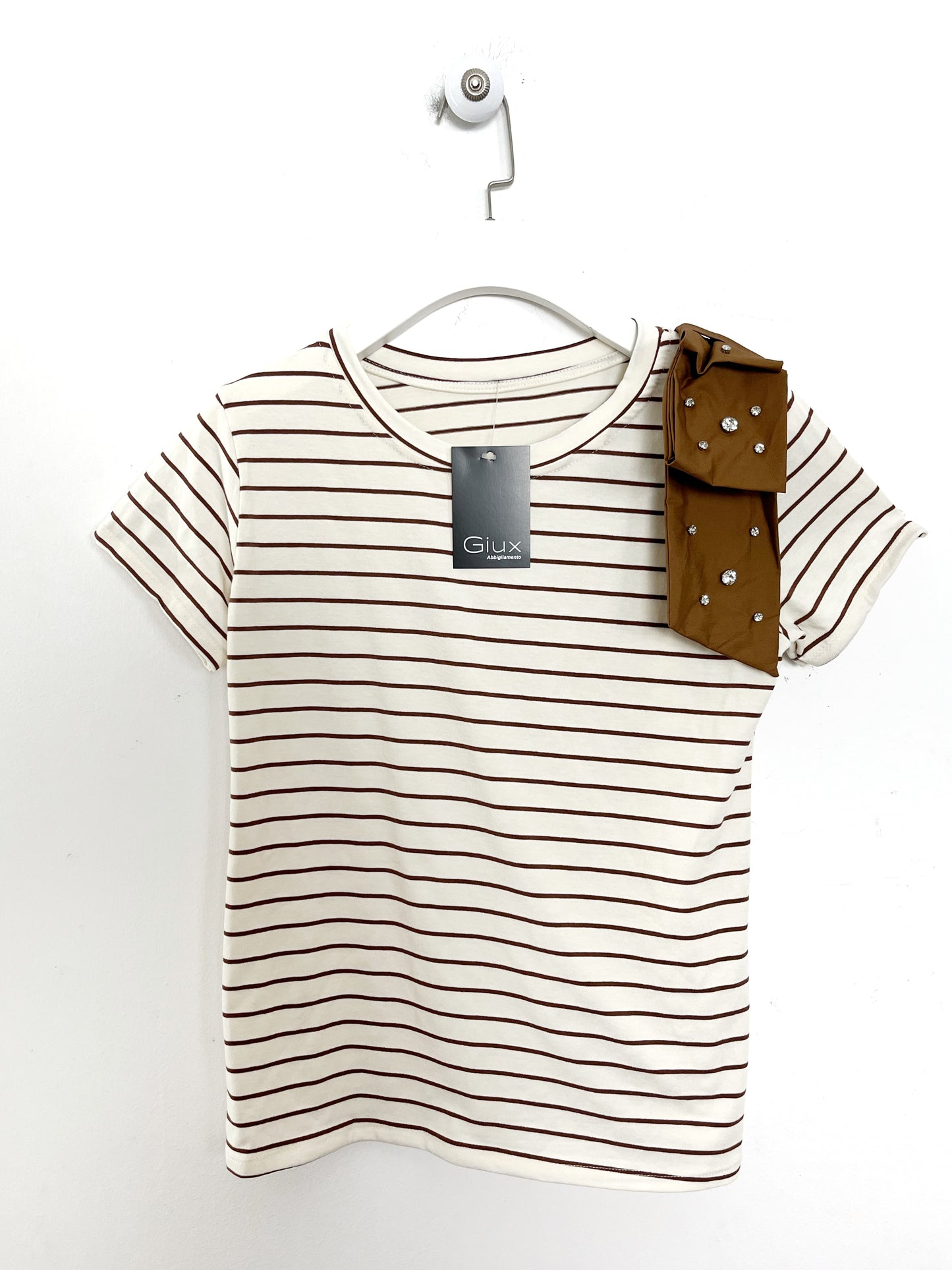 T-shirt con Fiocco e Strass