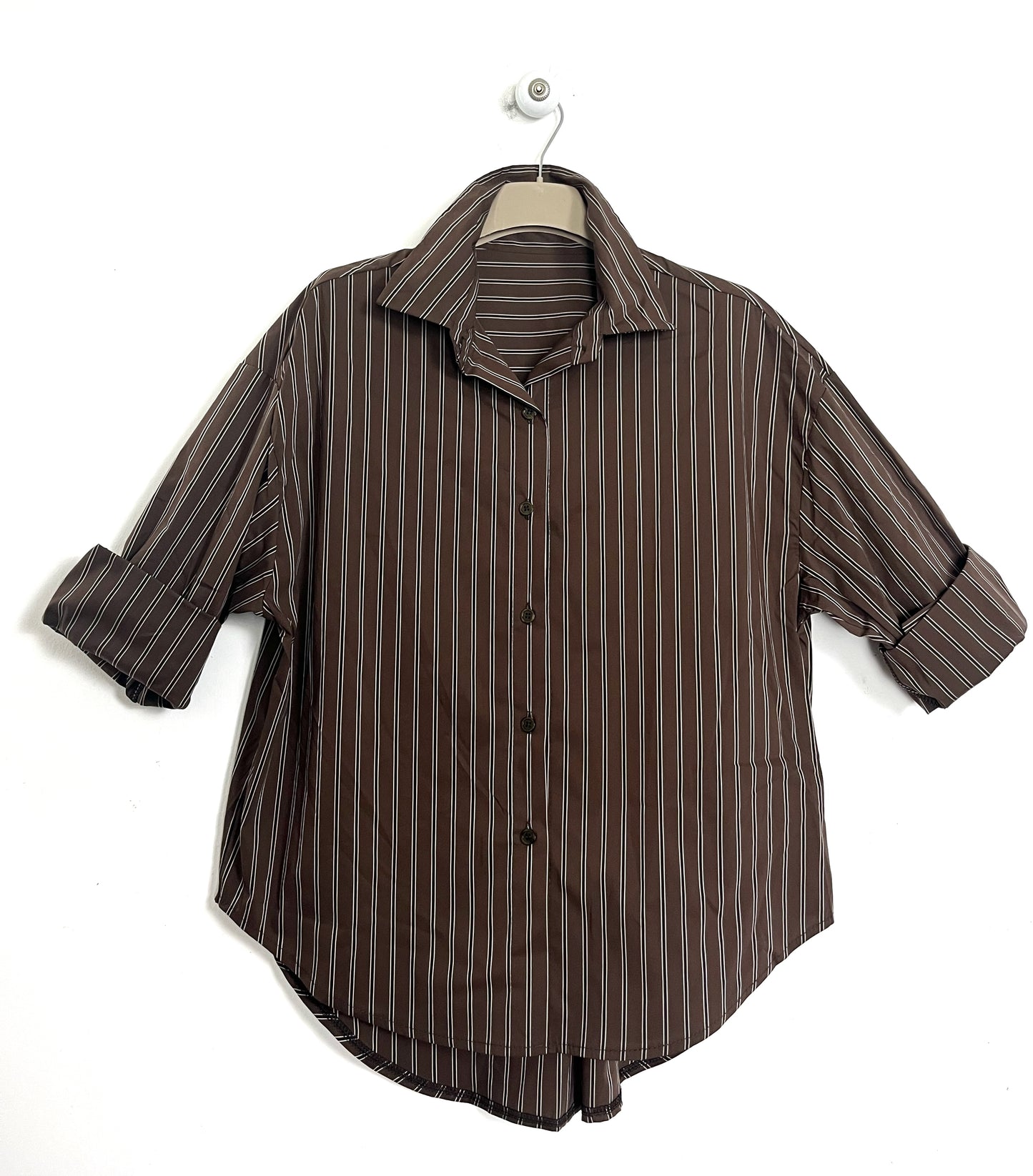 Camicia Gessata Cioccolato ⚫️
