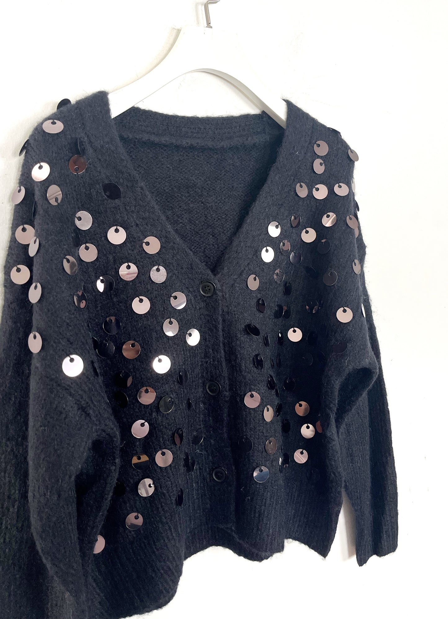 Cardigan co mega paillettes Cropped ⚫️