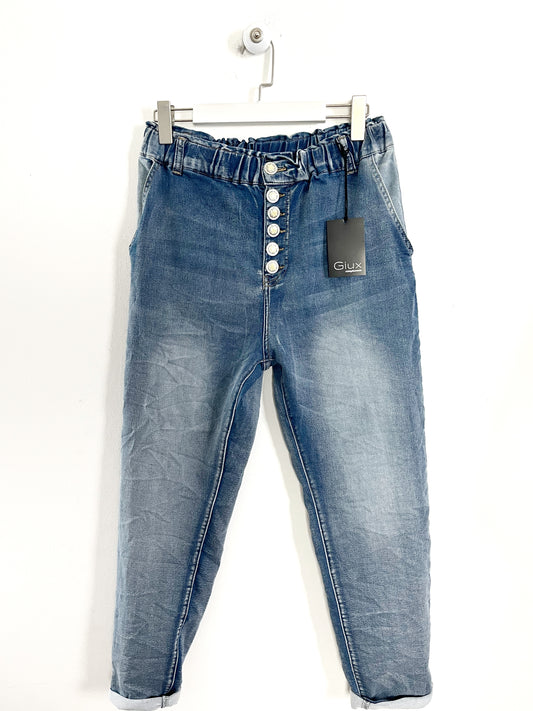 Jeans Candy chiaro con bottoni gioiello