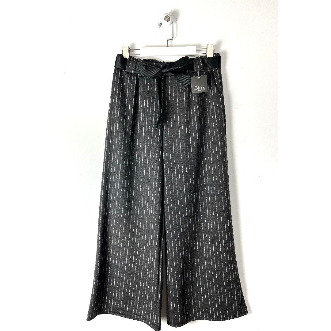 Pantalone a palazzo grigio effetto gessato in misto viscosa