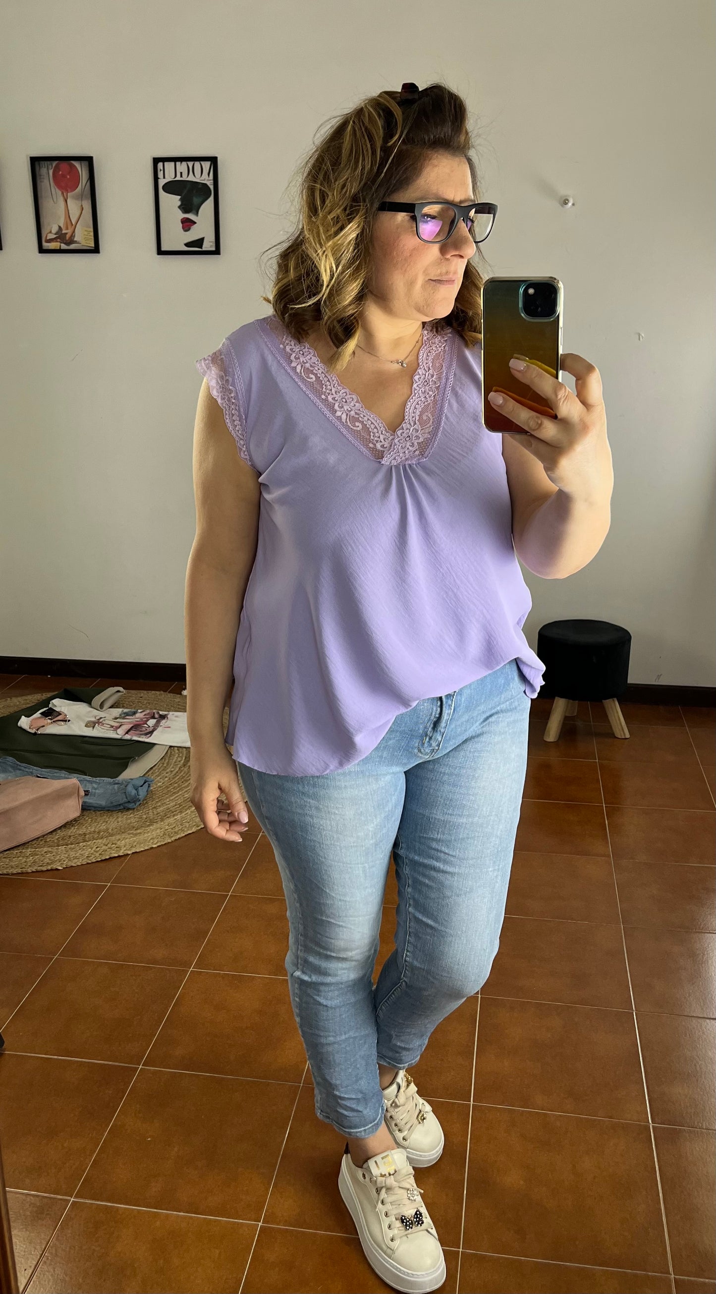 Blusa Lily con pizzo