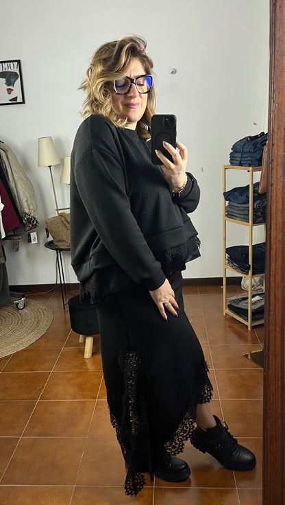 Felpa Over con Pizzo ⚫️