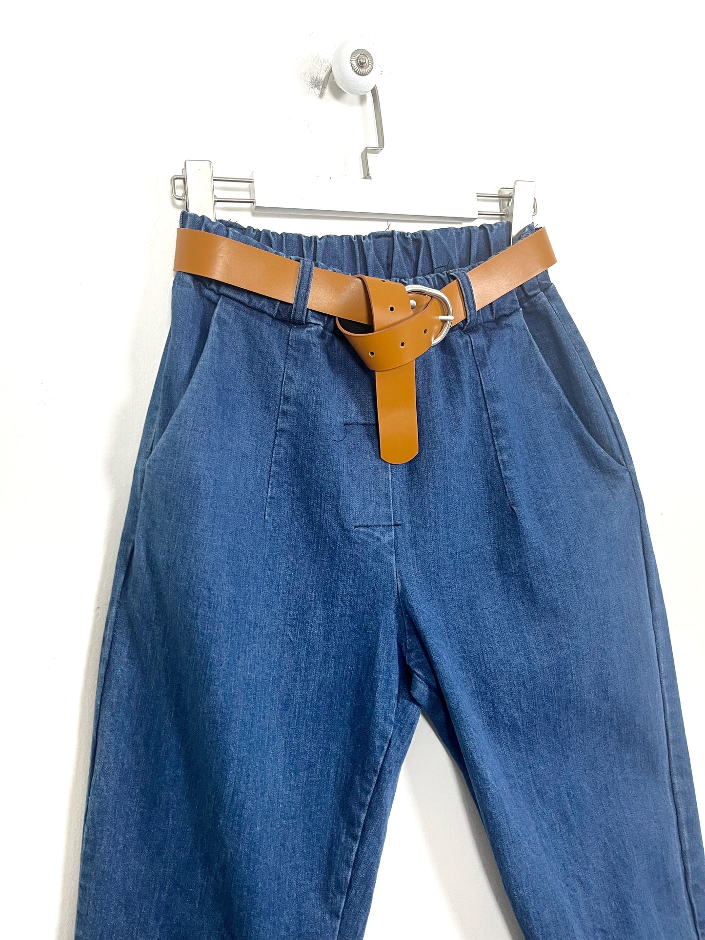 Jeans blu Ovetto, modello ballon, vita alta con elastico