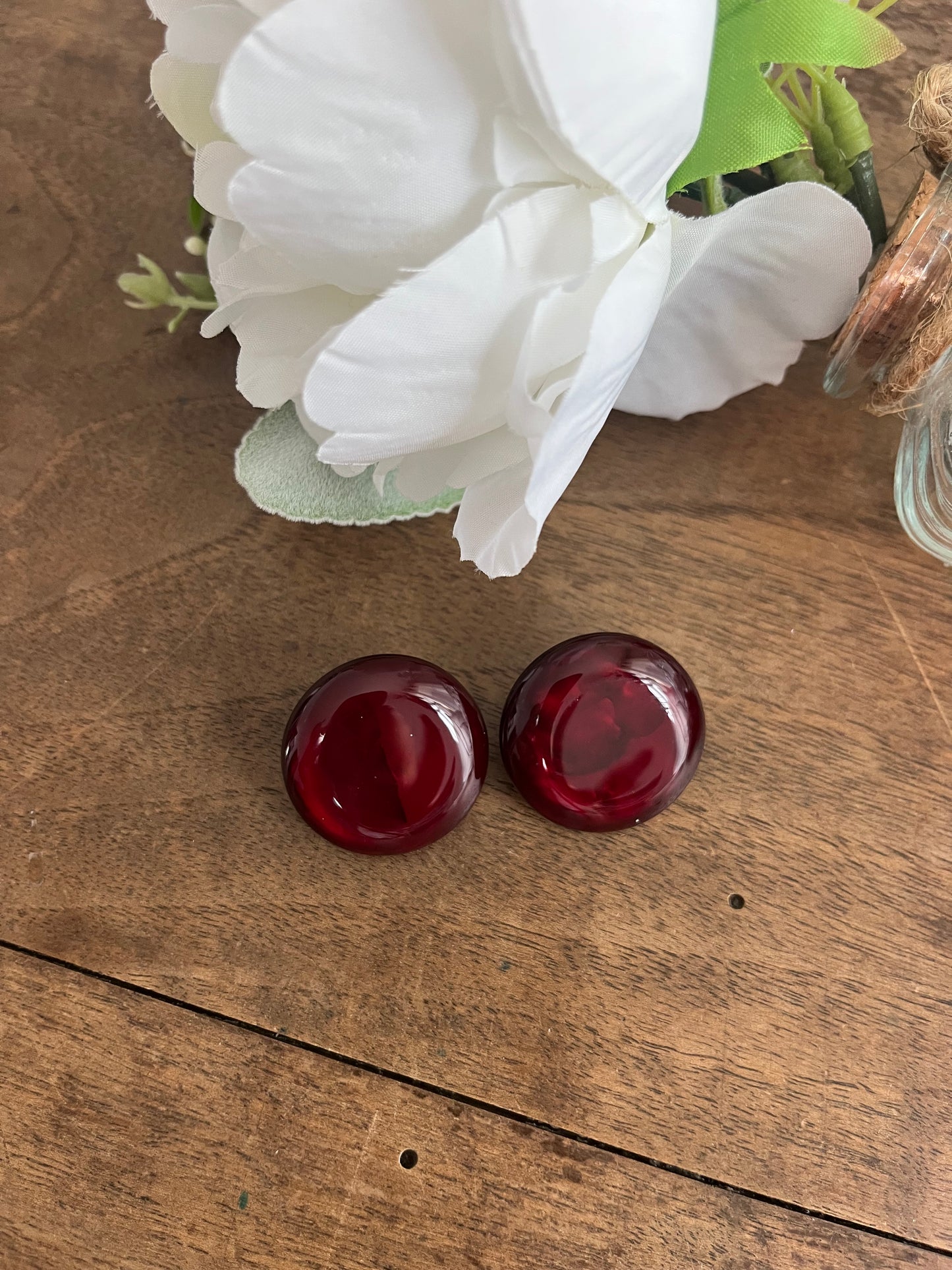 Orecchini Bottone Bordeaux