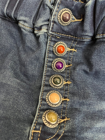 Jeans Candy scuro con bottoni gioiello