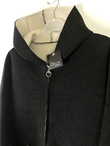 Giacca strutturata oversize in neoprene 🍁 tinta unita, con cappuccio e tasconi applicati