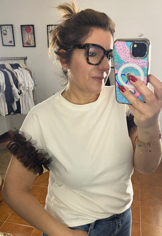 T-shirt Manica con Tulle ⬛️