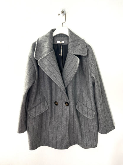 Cappotto in panno gessato doppiopetto