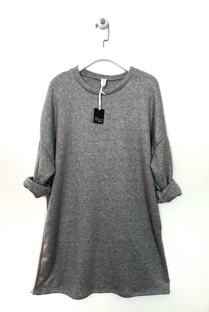 Abito in maglia tinta unita, girocollo, modello oversize