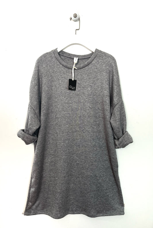 Abito in maglia tinta unita, girocollo, modello oversize