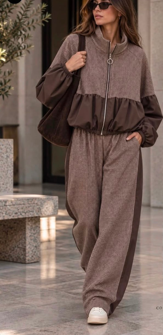 Pantalone Jogger Pied de Poule ⚫️