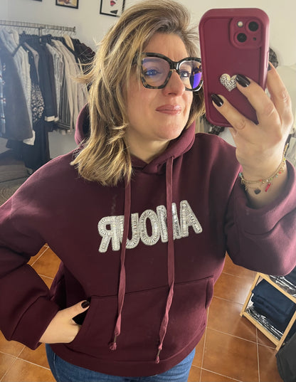 Felpa Amour con cappuccio ⚫️