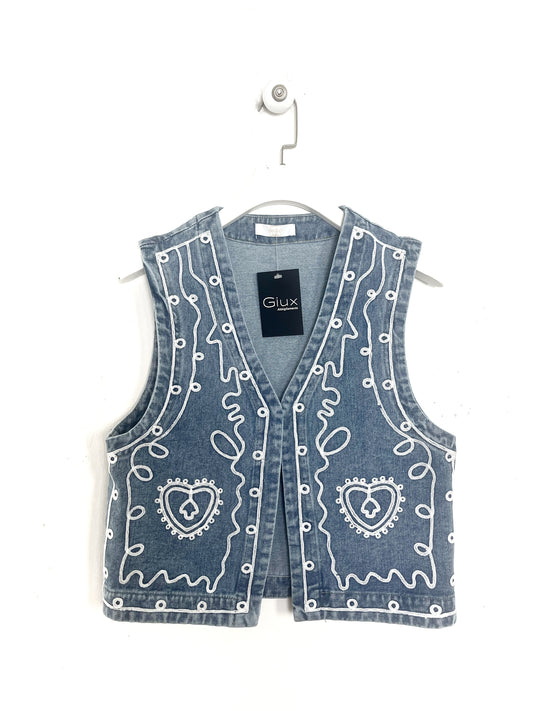 Gilet Ricami in jeans ⬛️