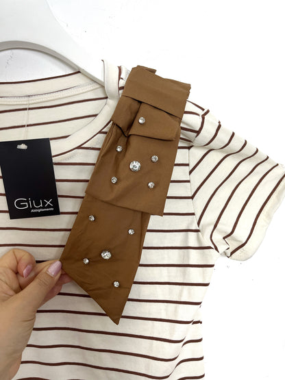 T-shirt con Fiocco e Strass