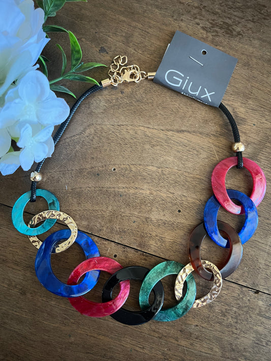 Collana corta Anelli multicolore
