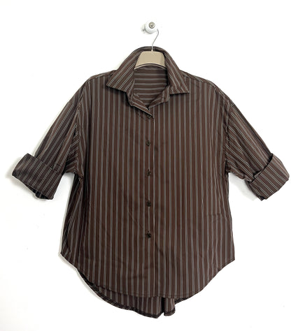 Camicia Gessata Cioccolato ⚫️