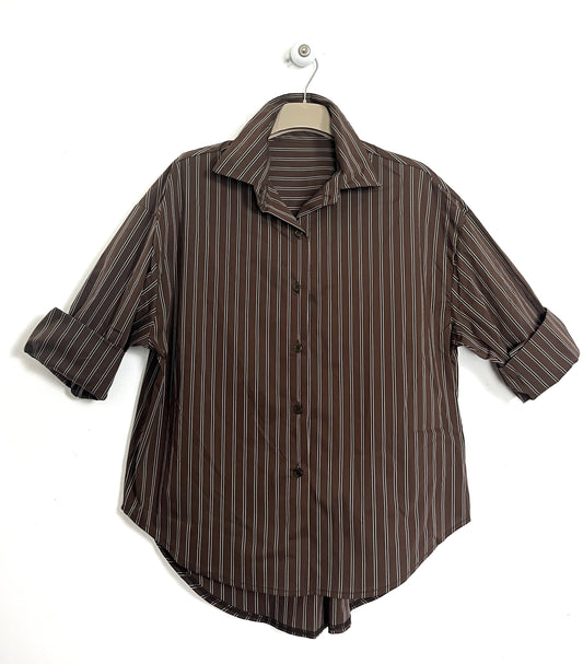 Camicia Gessata Cioccolato ⚫️