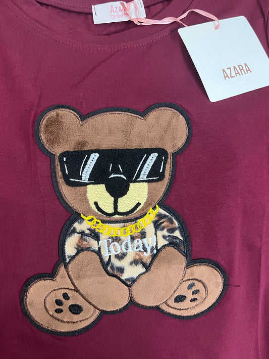 T-shirt Teddy Today manica lunga slim ⬛️ Bordeaux
