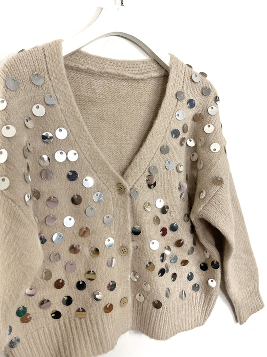 Cardigan co mega paillettes Cropped ⚫️