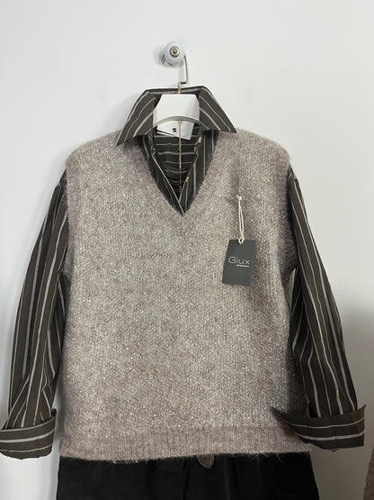 Camicia Gessata con Lurex⚫️