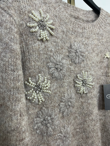 Maglioncino Girocollo Ricami con perle strass ⬛️