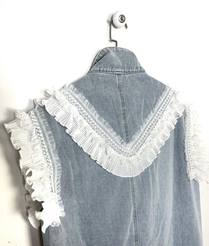 Gilet denim Ricami e Strass ⚫️