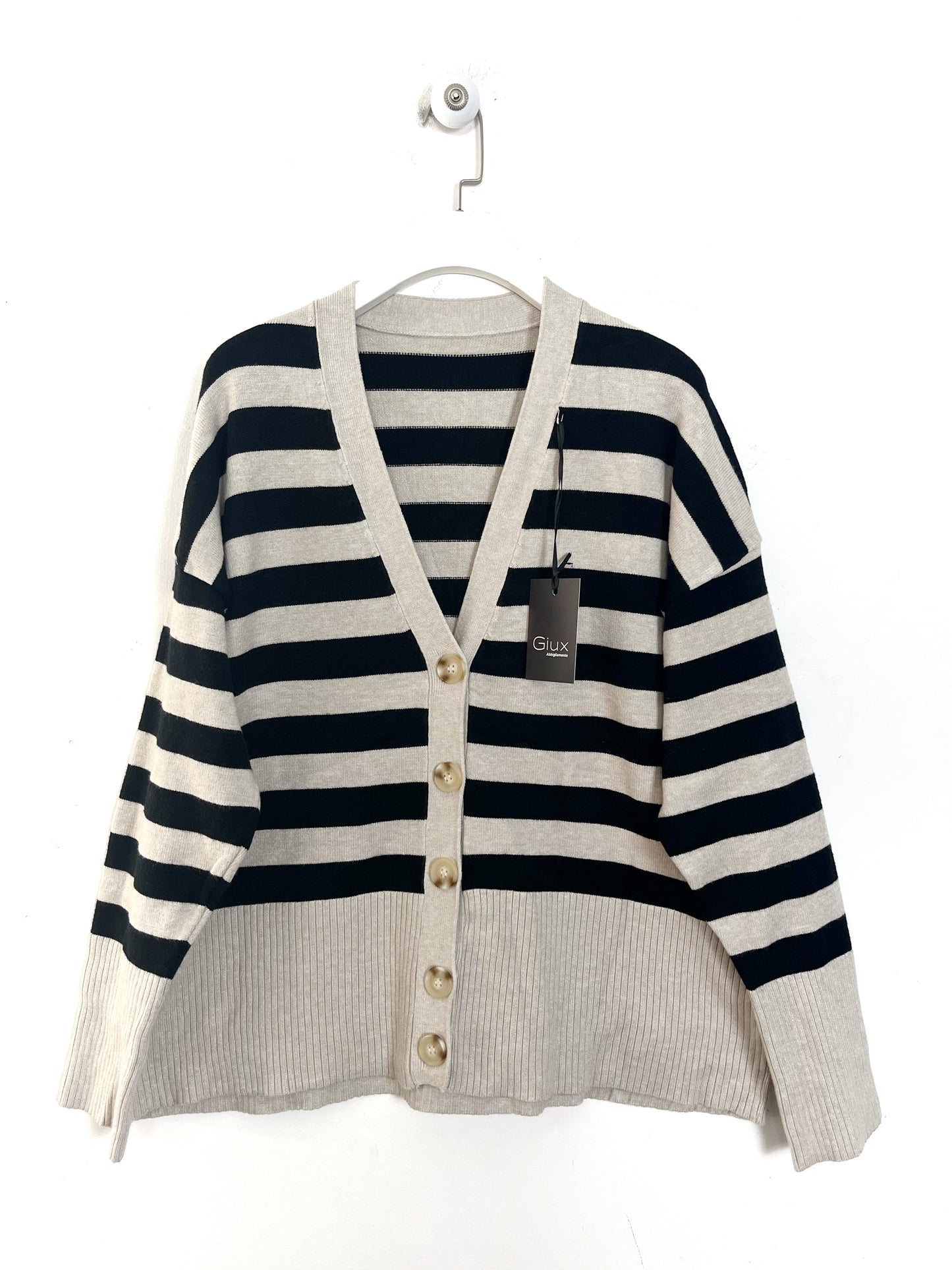 Cardigan Rigato Over ⚫️