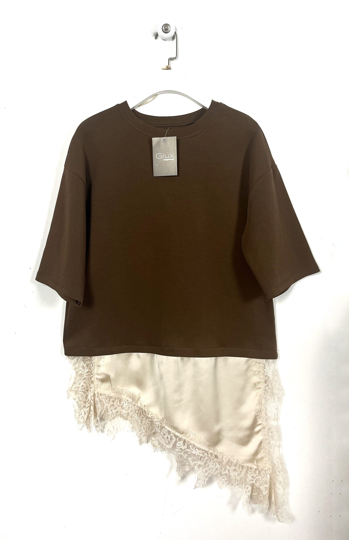 T-shirt Over con Pizzo ⚫️