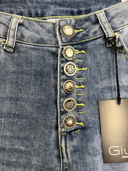 Jeans bottoni gioiello chiari ⬛️