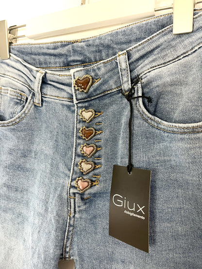 Jeans bottoni gioiello chiari ⬛️