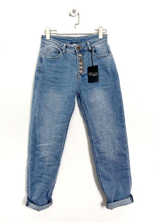 Jeans bottoni gioiello chiari ⬛️