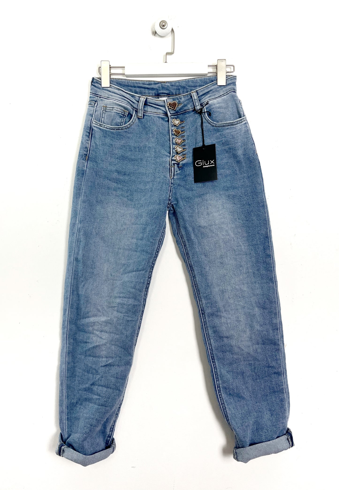 Jeans bottoni gioiello chiari ⬛️