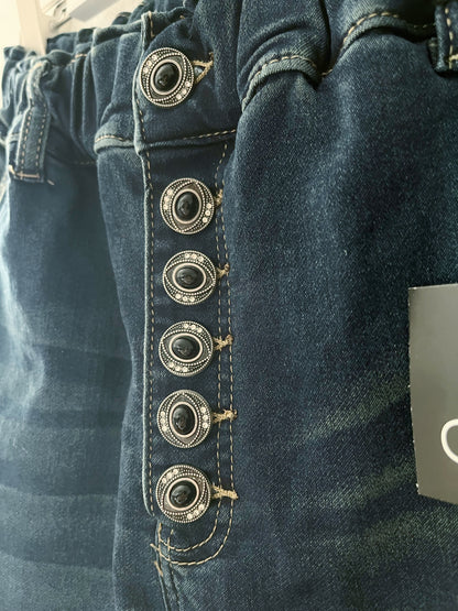 Jeans Candy scuro con bottoni gioiello