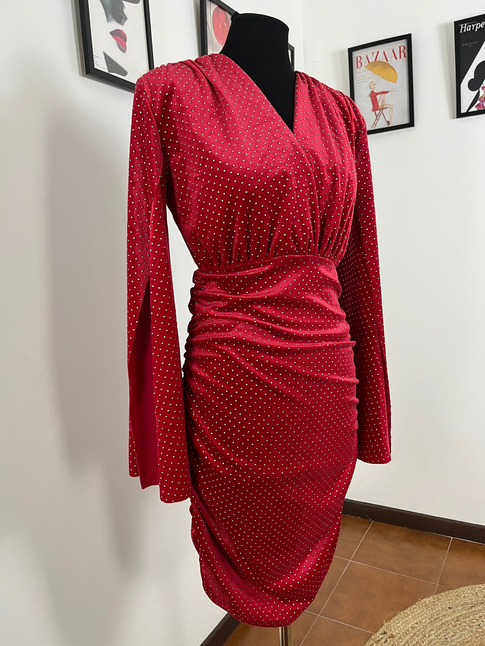 Velluto Abito A Tubino Rosso Abito Patrizia Velluto Rosso Acceso Abiti