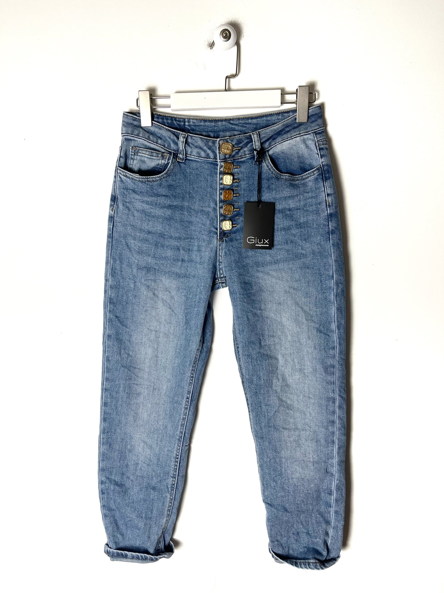 Jeans bottoni gioiello chiari ⬛️