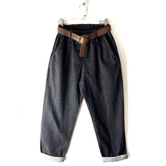 Jeans Ovetto nero, modello ballon, elastico in vita