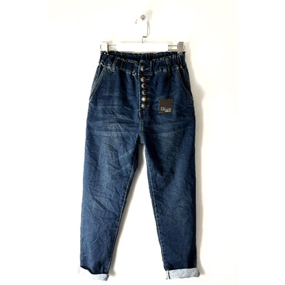 Jeans Candy scuro con bottoni gioiello